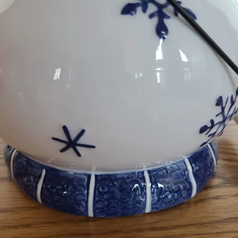 Ceramic Cheery Winter Snowman Bucket Pail Christmas Décor Vintage